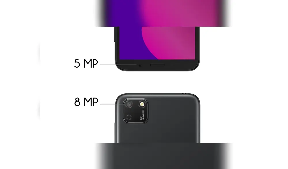 El Honor 9s incluye una cámara frontal de 5 MP y cámara trasera de 5 MP.