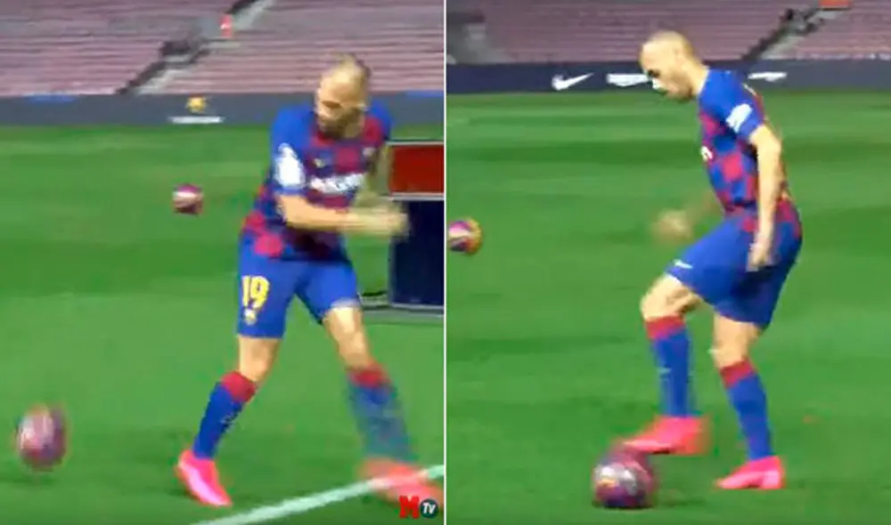 Martin Braithwaite vivió un momento 'bochornoso' en plena presentanción. Foto: Marca