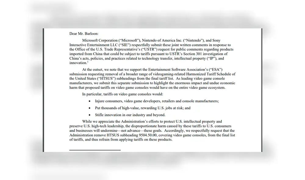 Nintendo, Sony y Microsoft se unen contra la tarifa de Donald Trump.