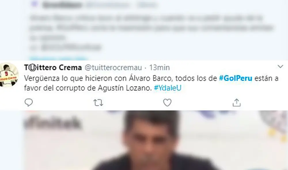 Hinchas arremetieron en contra de canal que cortó transmisión de Álvaro Barco. Foto: Captura