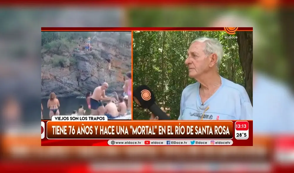 Anciano de 76 años sorprende a bañistas al hacer un salto mortal de 7 metros de altura [VIDEO]