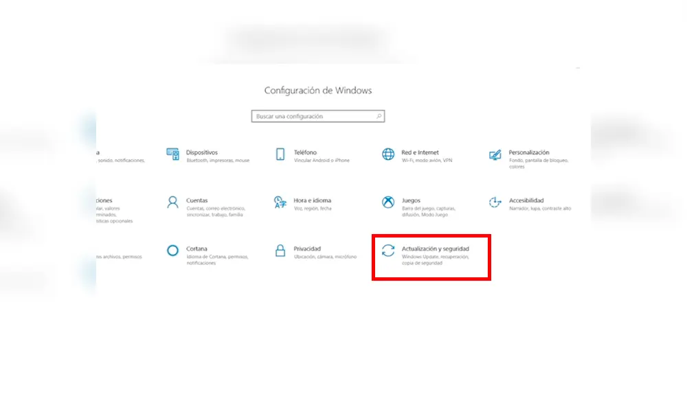 Ve a Configuración y pulsa sobre Actualización y seguridad. Imagen: ComputerHoy.
