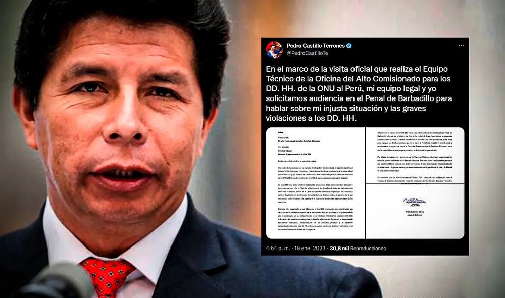 Pedro Castillo publica comunicado en Twitter. Foto: Composición LR Pedro Castillo publica comunicado en Twitter. Foto: Composición LR