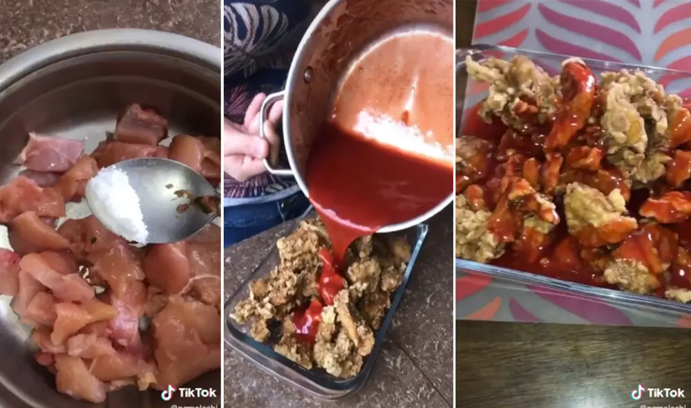 Desliza las imágenes para ver más sobre esta sencilla receta de pollo tipakay. Foto: captura de TikTok