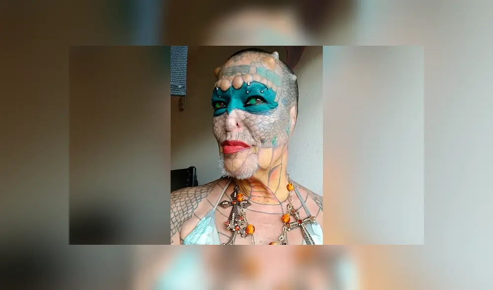 Richard Hernández cambió drásticamente su apariencia tras se diagnósticado con una grave enfermedad. Ahora asegura ser un 'reptil transgénero'. Foto: captura