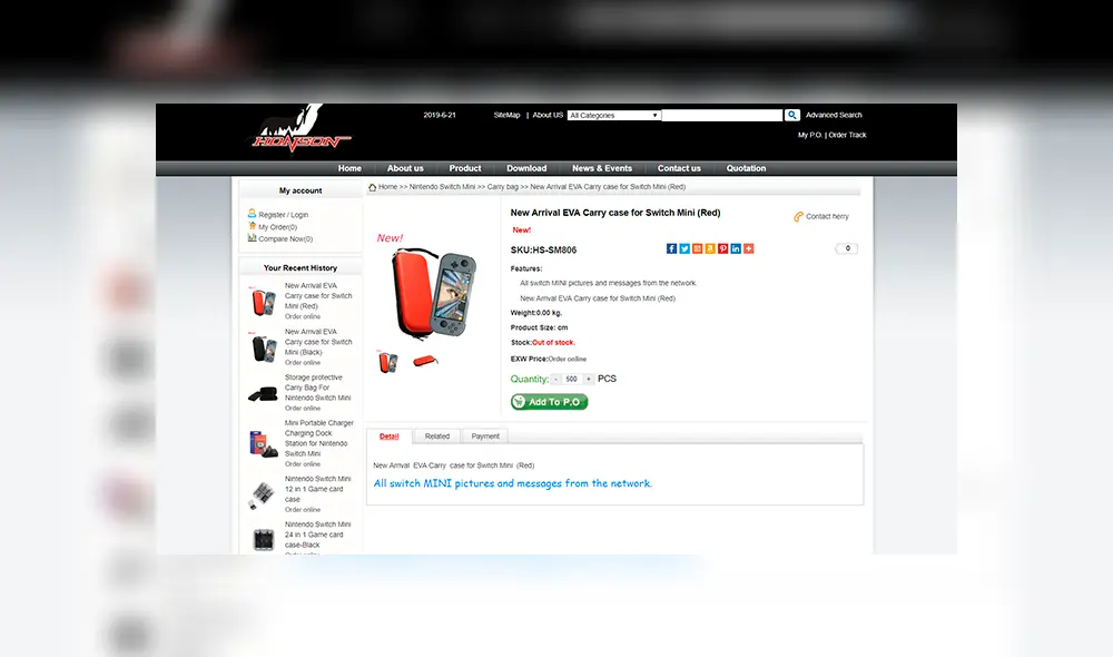 'Nintendo Switch Mini' revelada en tienda de accesorios HonSon.