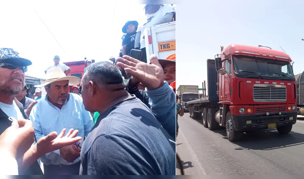 Conflicto entre camioneros independientes y agremiados. Foto: Leonela Aquino/La República Conflicto entre camioneros independientes y agremiados. Foto: Leonela Aquino/La República