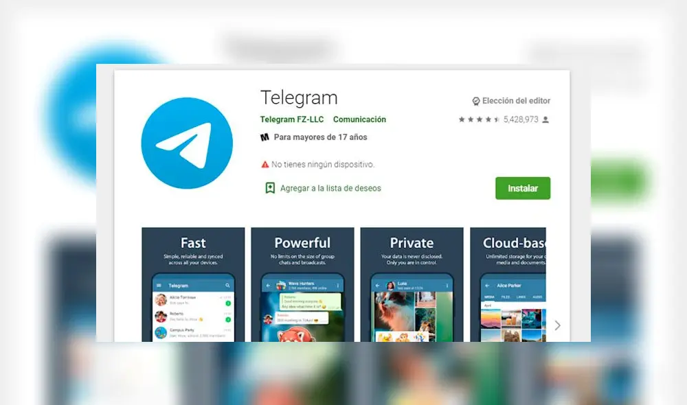 Descarga Telegram en Google Play o la App Store.