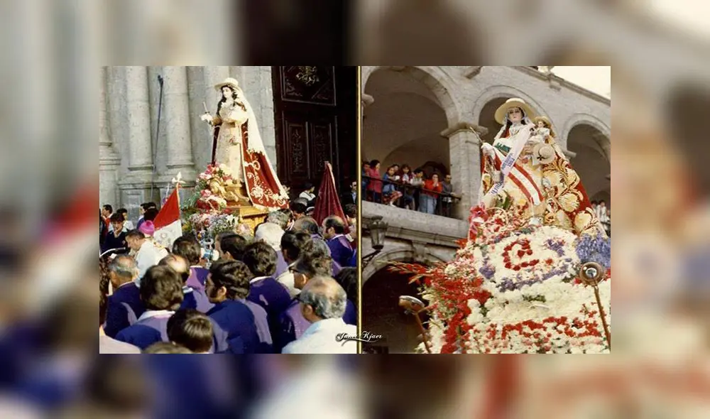 En la Plaza de Armas, la imagen fue recibida por miles de personas que pedían a la virgen que regresara la lluvia. Foto: Facebook.