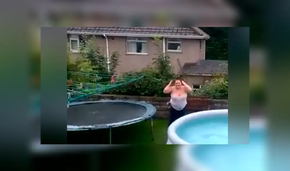 Facebook viral: chica salta de trampolín a piscina, resbala y chapuzón es la burla de todos [VIDEO] 