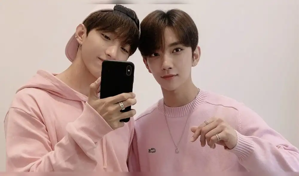 Desliza para ver más fotografías de DK y Joshua de SEVENTEEN promocionando el remix de la canción "17" de Pink Sweat$. Créditos: Pledis Ent.