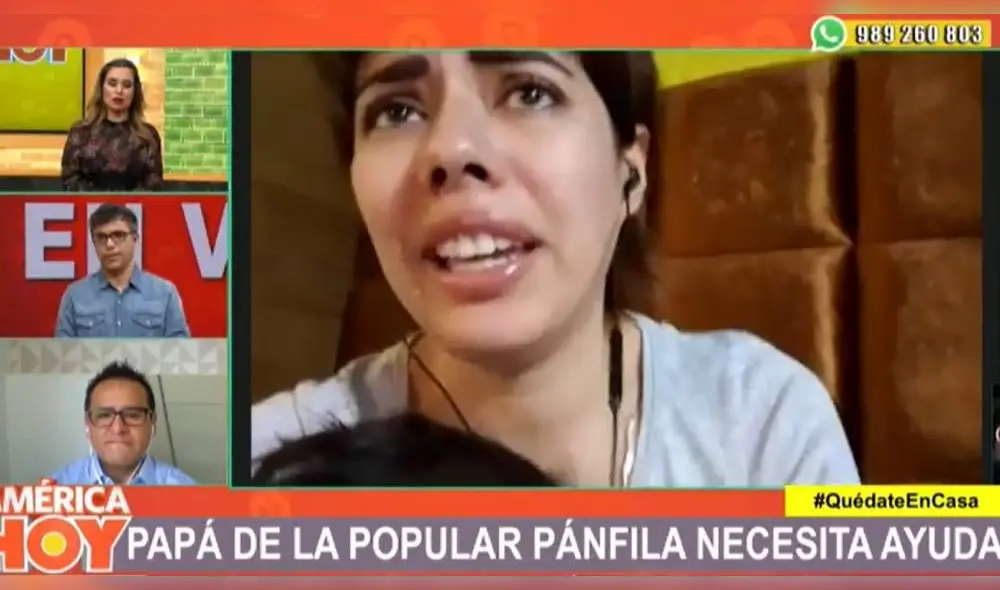 La 'Pánfila' María Victoria Santana llora por su padre en América hoy