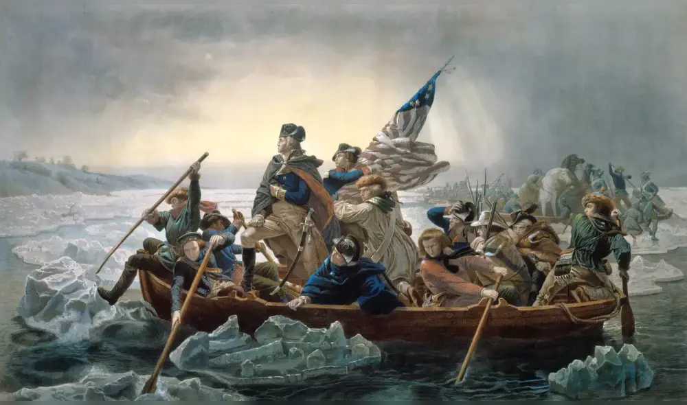 George Washington dirigiendo una embarcación durante la Guerra de la Independencia contra Gran Bretaña. (Foto: Difusión)