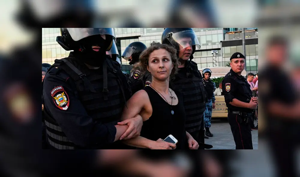 Policía rusa detuvo a manifestantes en Moscú. Foto: AFP Policía rusa detuvo a manifestantes en Moscú. Foto: AFP