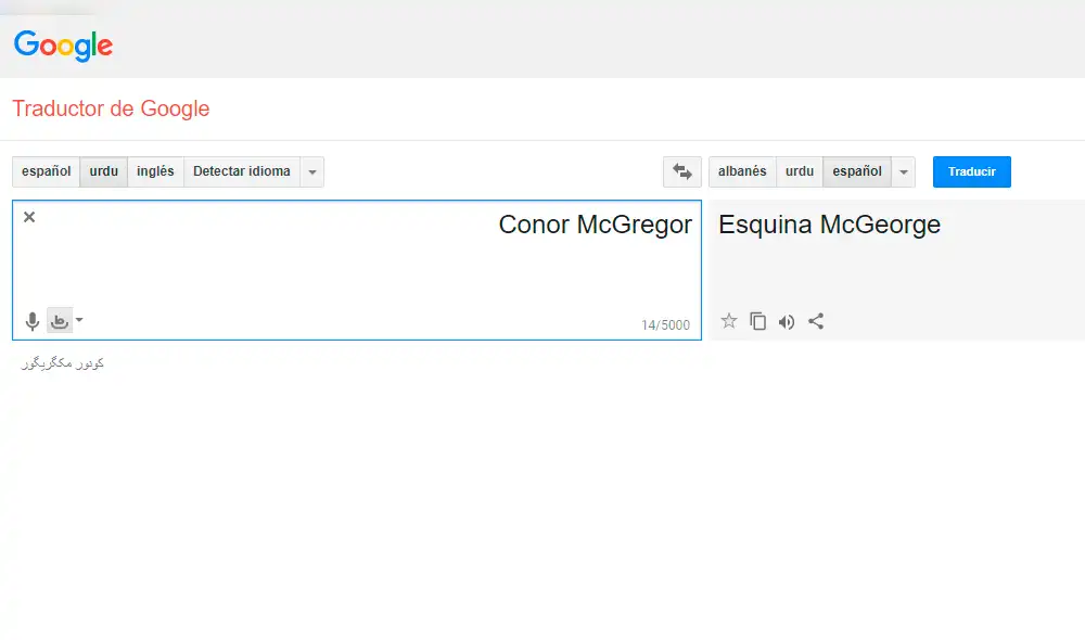 Google Translate: mira el curiosos resultado de “McGregor” en el traductor de Google [VIDEO]
