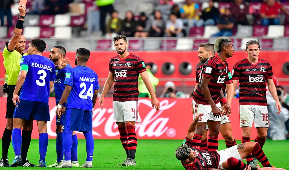 André Carrillo fue expulsado del Flamengo vs Al Hilal en semifinal del Mundial de Clubes. | Foto: AFP André Carrillo fue expulsado del Flamengo vs Al Hilal en semifinal del Mundial de Clubes. | Foto: AFP