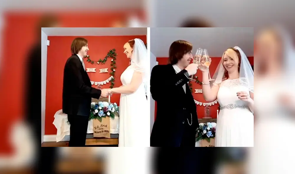 Desliza las imágenes hacia la izquierda para apreciar el momento especial de una pareja al celebrar su boda virtual. Desliza las imágenes hacia la izquierda para apreciar el momento especial de una pareja al celebrar su boda virtual.