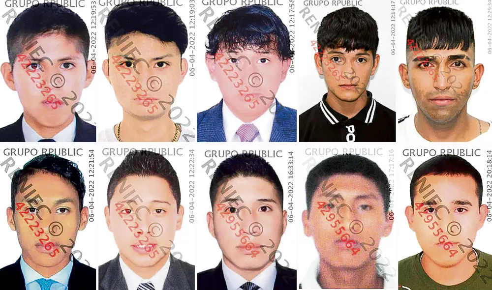 Arriba: Betto Cervantes Baltazar, Luis Antonio Delgado Díaz, José Luis Liñán Misaico, Cristofher Rea García y Luiggi Antonio Villalobos Sánchez. Abajo: Sebastián Joel Yovera, Miguel Ángel Baldeón Palacios, Maycker Martín Zorrilla Rondoy, Marco Daniel Béjar Meza y Farid Nadim López Ames. Foto: composición LR