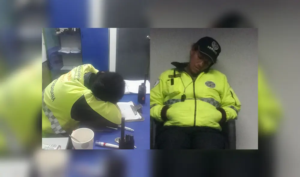 Agentes de Serenazgo son captados durmiendo dentro de una caseta de vigilancia [FOTOS]