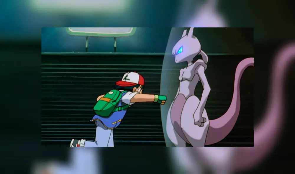 Ash enfrentándose a Mewtwo en la película de Pokémon.