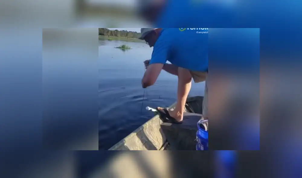 Un pescador pensó haber capturado a un pez y se terminó viendo cara a cara a un cocodrilo. Foto: YouTube Un pescador pensó haber capturado a un pez y se terminó viendo cara a cara a un cocodrilo. Foto: YouTube
