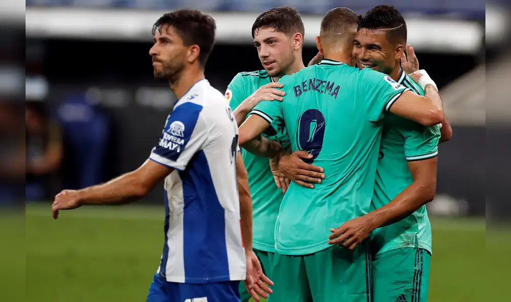 Casemiro abrió el marcador sobre el Espanyol tras majestuosa asistencia de taco de Karim Benzema. (FOTO: EFE). Casemiro abrió el marcador sobre el Espanyol tras majestuosa asistencia de taco de Karim Benzema. (FOTO: EFE).
