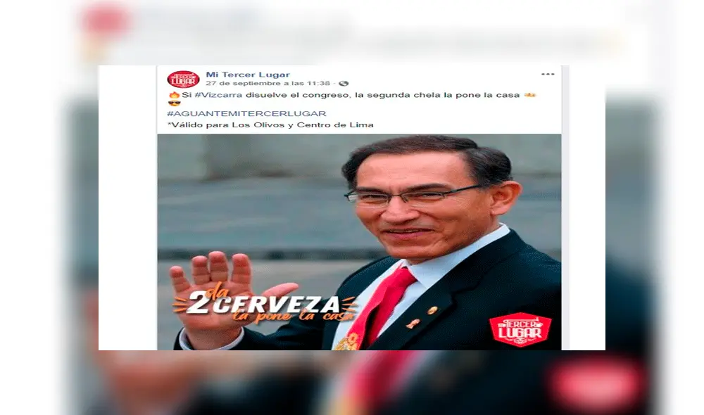 Bar ofreció cerveza gratis si Martin Vizcarra disolvía el Congreso [FOTOS]