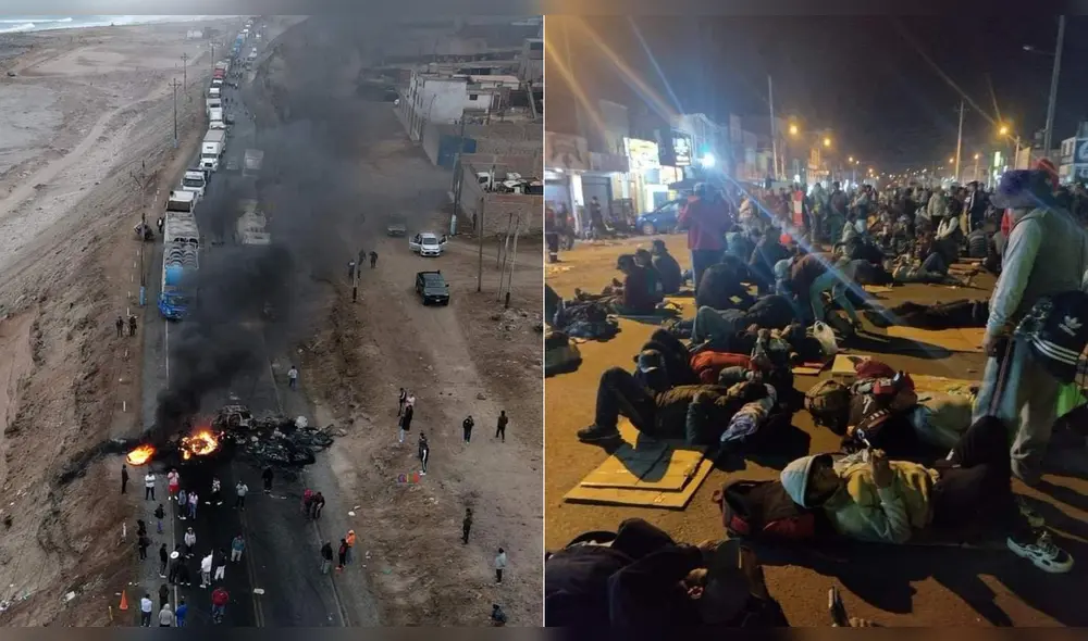 Pobladores pernoctaron a la altura del distrito de Chala como protesta. Foto: Difusión Pobladores pernoctaron a la altura del distrito de Chala como protesta. Foto: Difusión