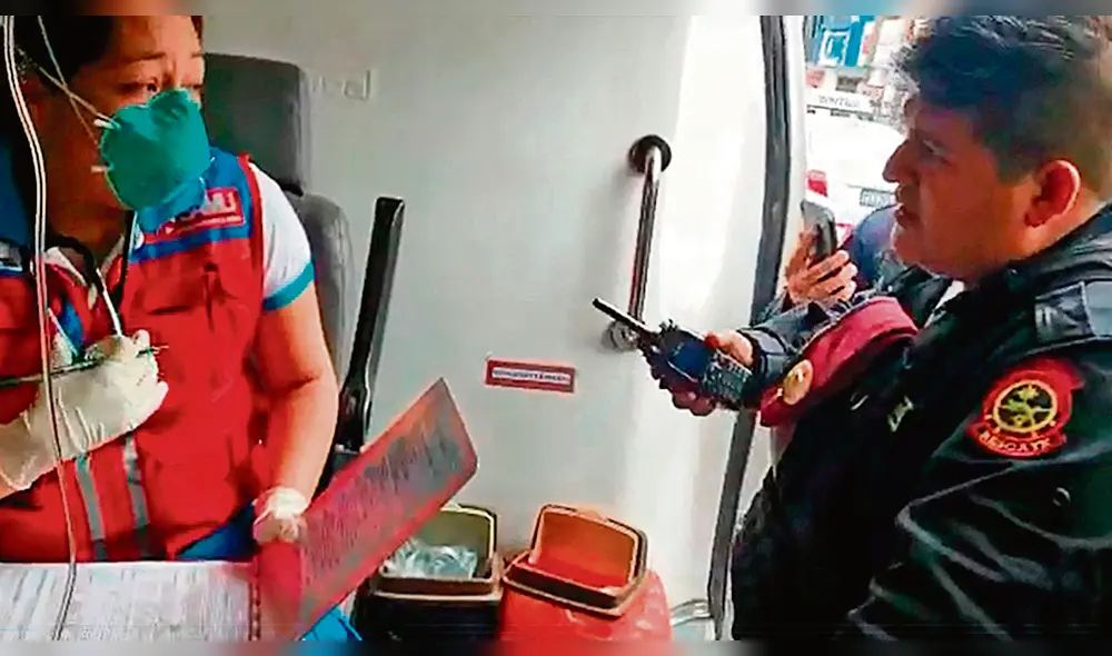 Repudiable. Agentes insisten ante personal del SAMU llevar a víctima de accidente a una clínica.