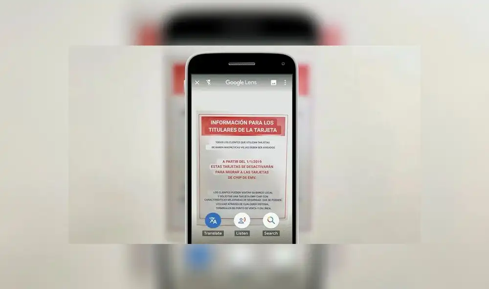 Traducir un texto en imagen con Google Lens.