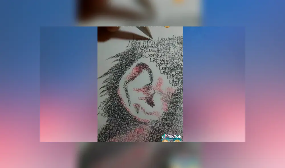 Desliza las imágenes para ver el increíble proceso que utilizó este joven para dibujar Lionel Messi. Fotocapturas: Carlos Idrogo Duarezes /TikTok