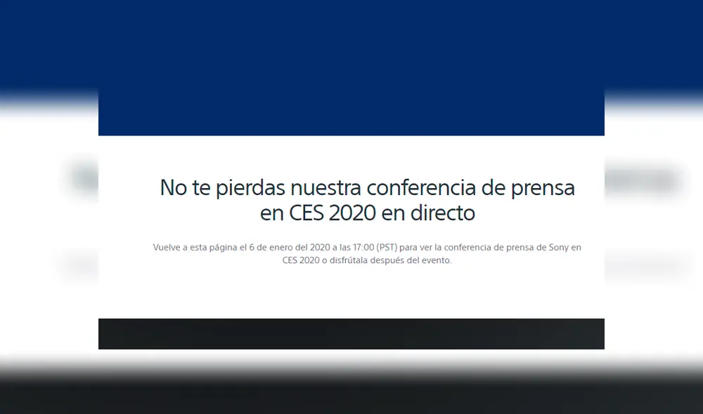 La conferencia de Sony está programada para el 6 de enero. La conferencia de Sony está programada para el 6 de enero.