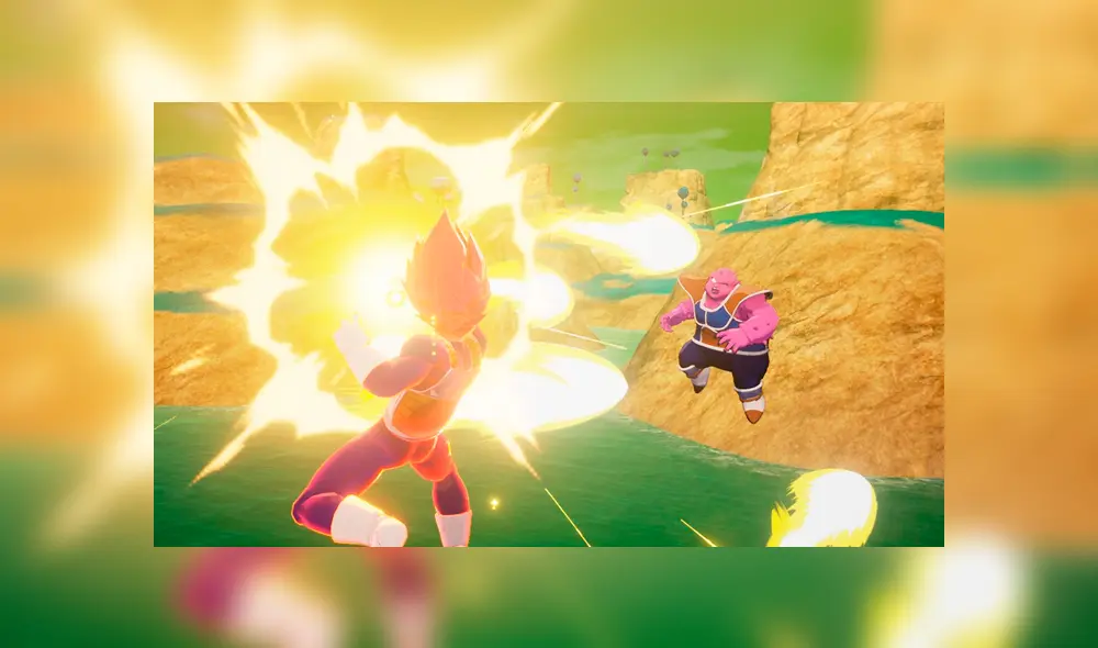 Vegeta se transforma en Super Saiyajin Dios en Dragon Ball Z Kakarot.