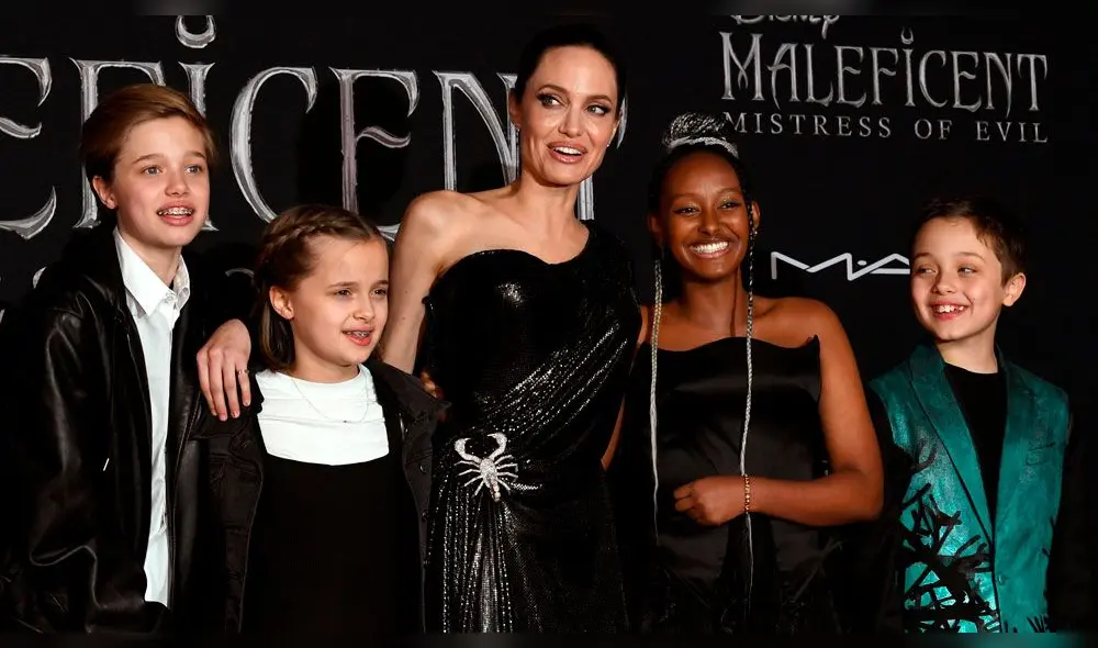 Angelina Jolie y sus hijos desbordan felicidad en alfombra roja de “Maléfica”