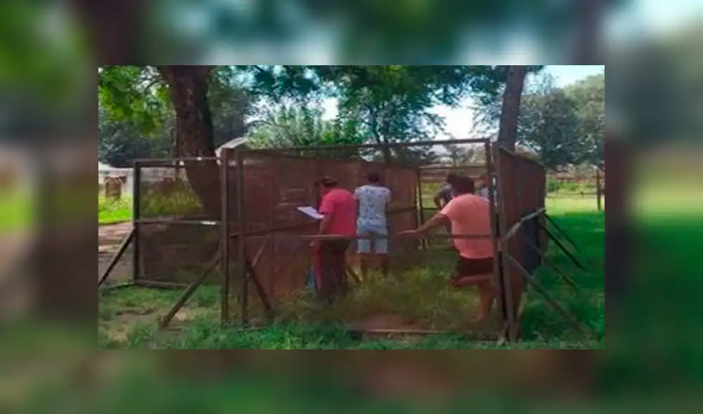 Los pobladores que no respetaron la cuarentena fueron detenidos en una prisión improvisada. Foto: TN Los pobladores que no respetaron la cuarentena fueron detenidos en una prisión improvisada. Foto: TN