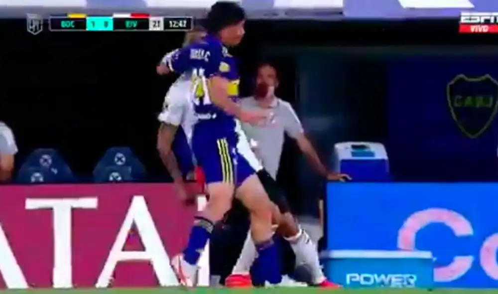 Jorman Campuzano salió expulsado luego de conectar duro golpe contra Matías Suárez. Foto: captura ESPN