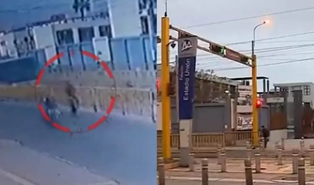 Ciclista intentó cruzar la vía y no se percató de la presencia del Metropolitano. Foto: Captura América