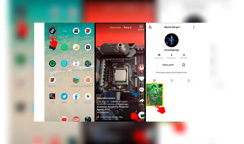 Proceso para eliminar ya subidos en TikTok.