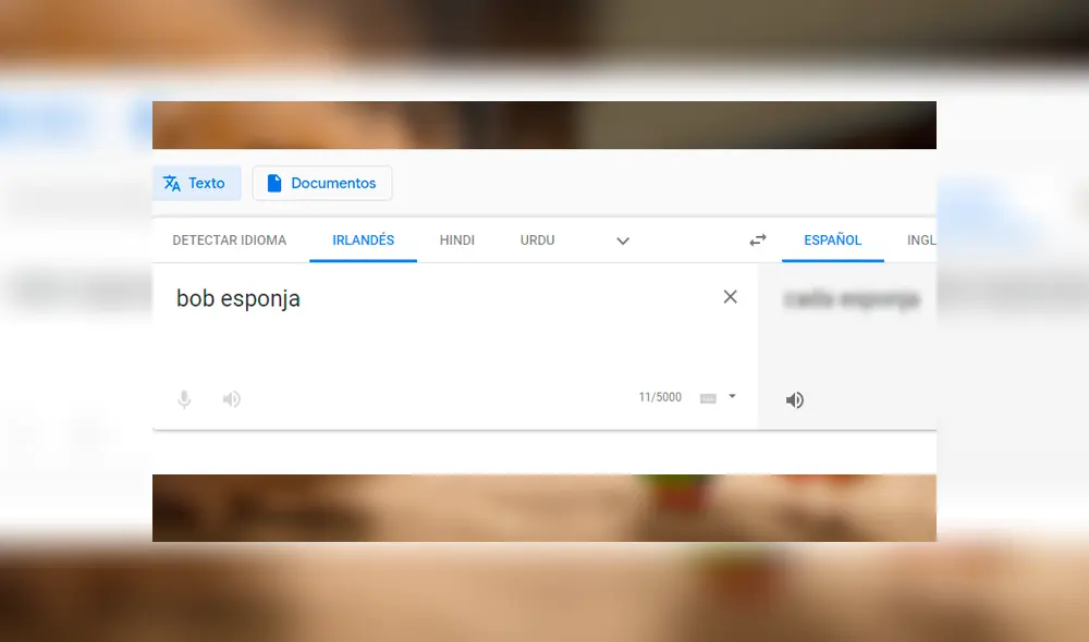 Fanático del popular personaje del Fondo de Bikini compartió el peculiar resultado que le arrojó Google Translate cuando escribió Bob Esponja