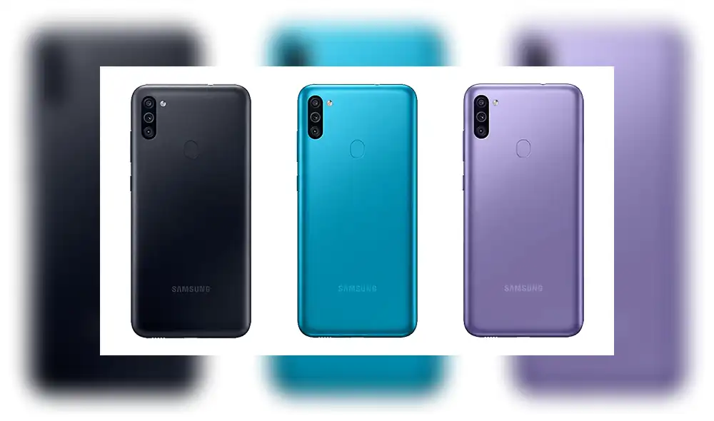 El Galaxy M11 está disponible en Metallic Blue (azul), Violet (morado) y Black (negro). El Galaxy M11 está disponible en Metallic Blue (azul), Violet (morado) y Black (negro).