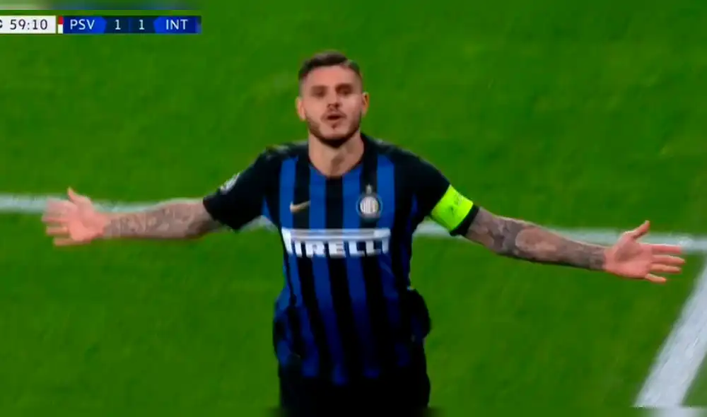 PSV vs Inter de Milán: la viveza de Mauro Icardi para anotar el 2-1 [VIDEO]