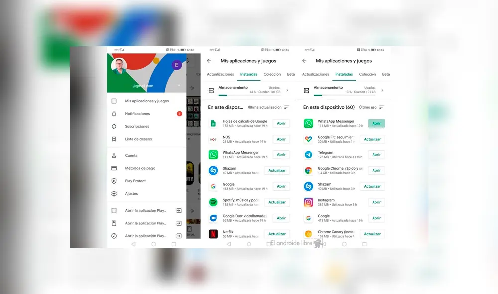 Revisa qué apps no usas. Imagen: El Androide Libre.