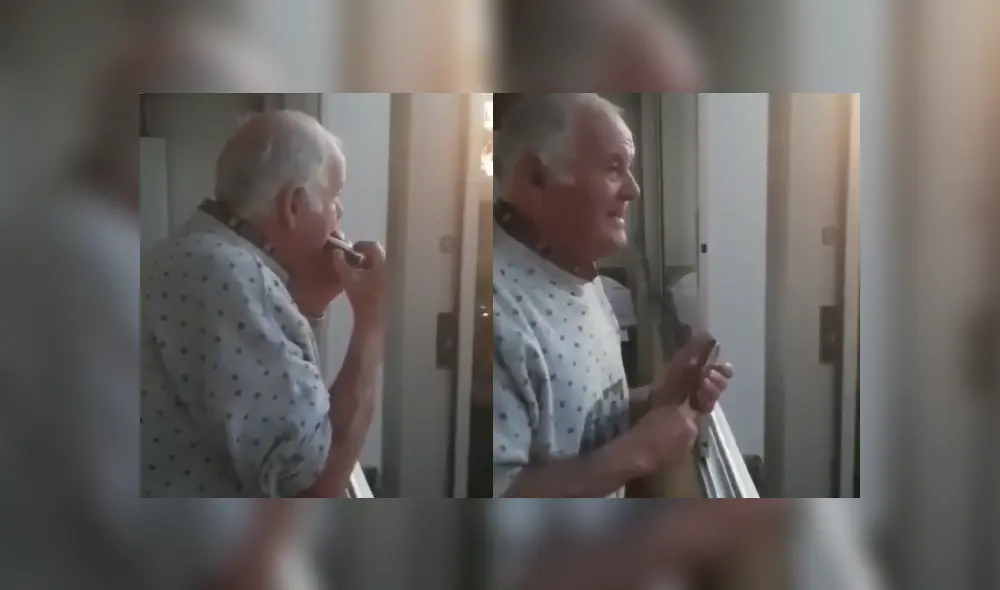 El anciano sale todos los días junto a los demás residentes y brinda un recital con su inseparable armónica. (Foto: composición)