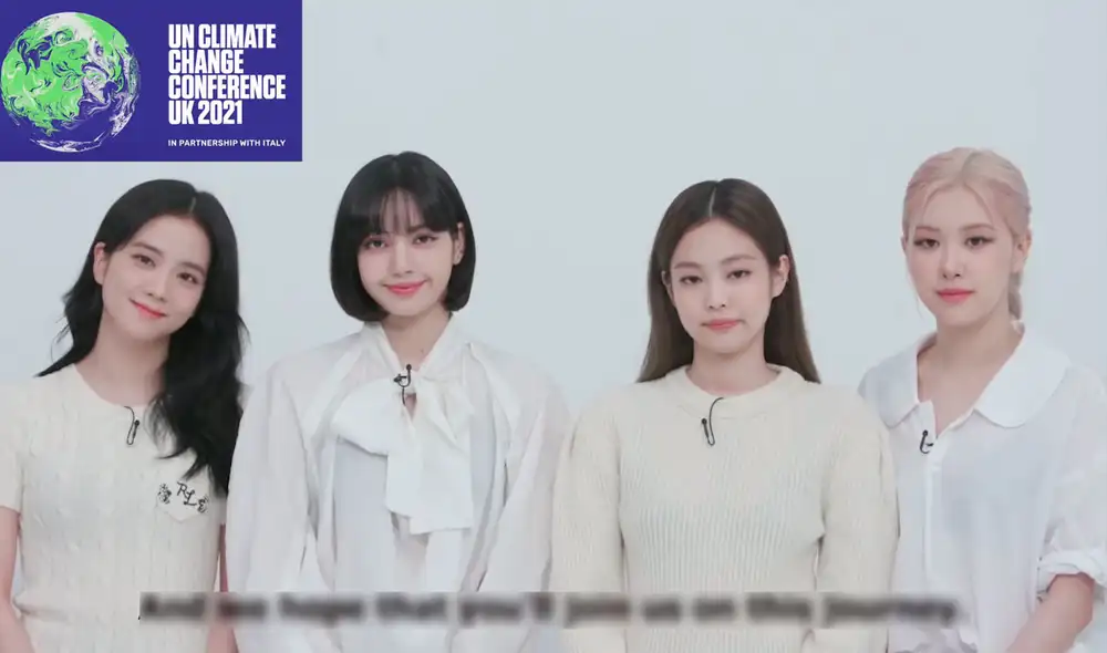 Jisoo, Lisa, Jennie y Rosé de BLACKPINK para el video sobre la COP26. Foto: captura YouTube