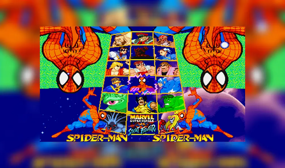 Desliza para ver la muerte del Spiderman de Marvel Super Heroes vs. Street Fighter. Foto: Captura.