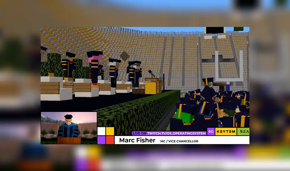Estudiantes de una universidad construyeron un estadio en Minecraft para celebrar su graduación.