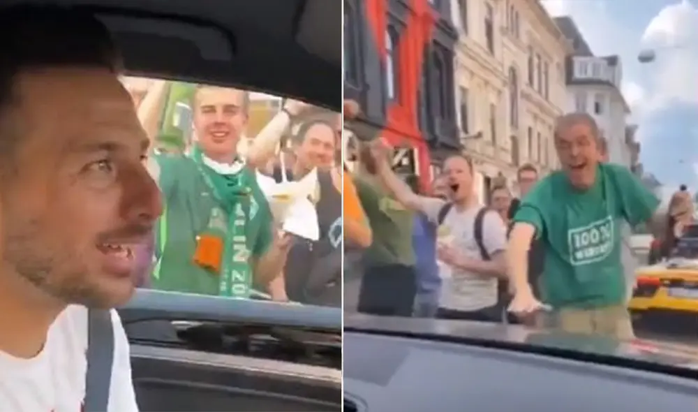 Claudio Pizarro fue sorprendido por un grupo de hinchas en las calles de Bremen. Foto: Captura de video.