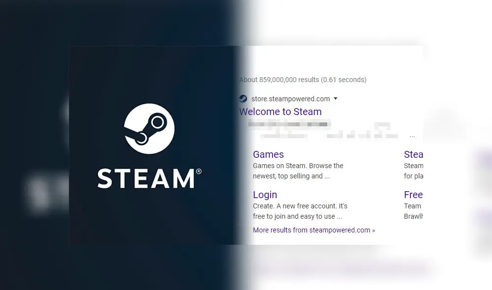 Una ofensa hacia Epic Games Store se muestra en la descripción de Steam al buscarse en Google.