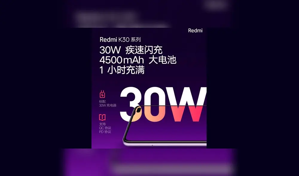 Xiaomi Redmi K30 tendrá una batería de 4.500 mAh.