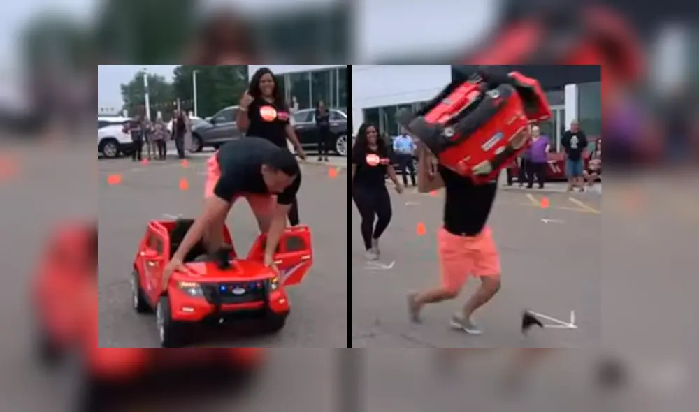 El hombre cogió el juguete, sin imaginar que se llevaría una dura lección. Foto: captura